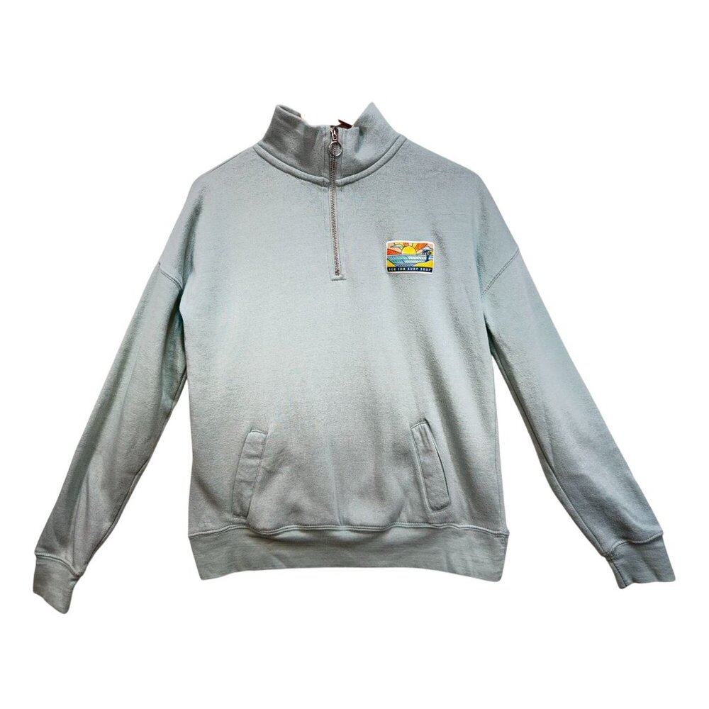 Ron Jon Surf Shop Womens Fleece Sweatshirt Size S Mint Green Pullover Mock Neck